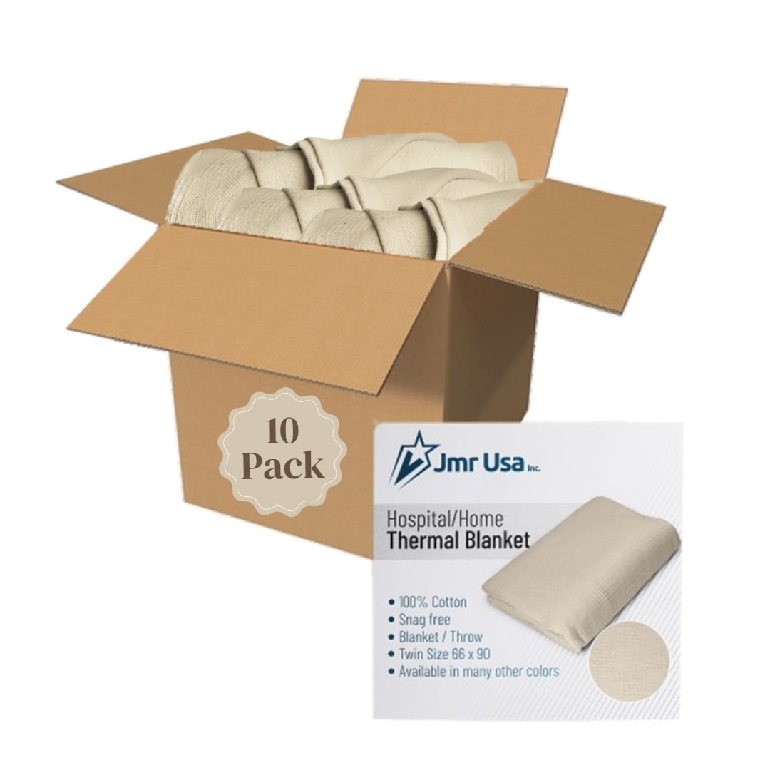 Jmr Usa Inc. Waffle Weave Thermal Hospital Blanket66x90 Twin Cotton Throw Blankets for Bed