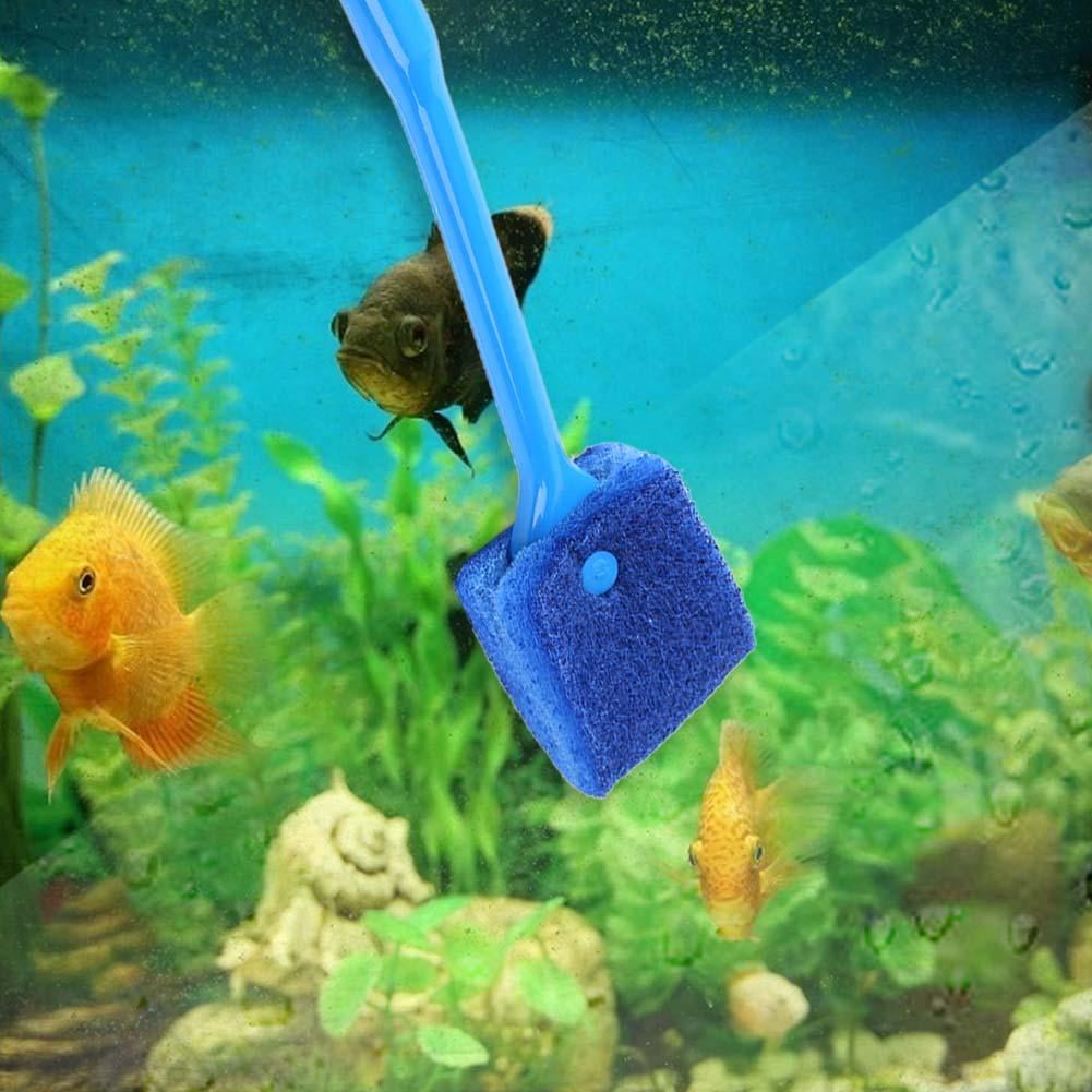 Jmtresw Long Handle Fish Tank Glass Wipe Plastic Sponge Algae Cleaner Glass  Brushes 