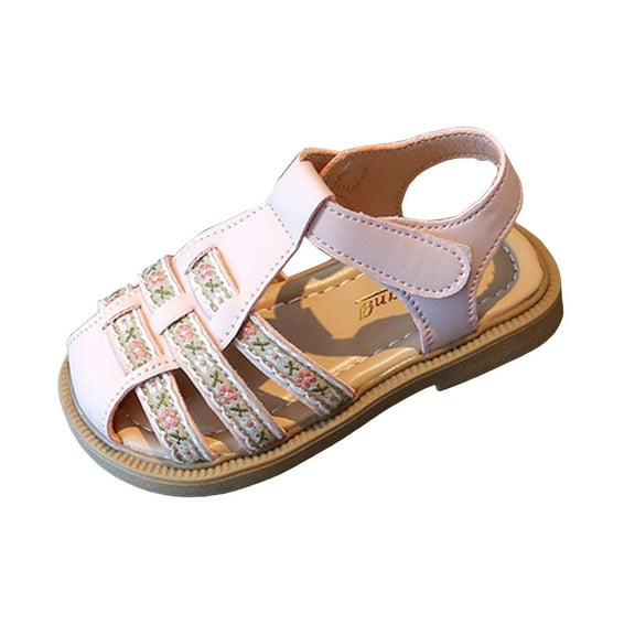 JnBQdnc Girls Sandals,Summer Sandal Sale Toddler Sandles Girls Jelly Sandals Rubber Sole Closed Toe Princess Flat Flower Summer Shoes