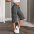 thumbnail image 1 of JnLxul Cargo Shorts for Women High Waist Flat Front Straight Leg Knee Length Shorts Casual Summer Workout Shorts, 1 of 6