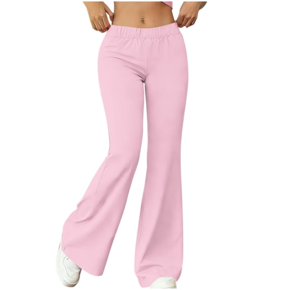 JnLxul Flare Leggings for Women Elastic High Waisted Casual Comfy Solid Color Workout Fitness Yoga Long Pants