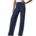 thumbnail image 1 of JnLxul Pants for Women Dressy Casual High Waisted Elastic Button Wide Leg Loose Business Office Work Pants with Pockets(X-Large,Blue), 1 of 6