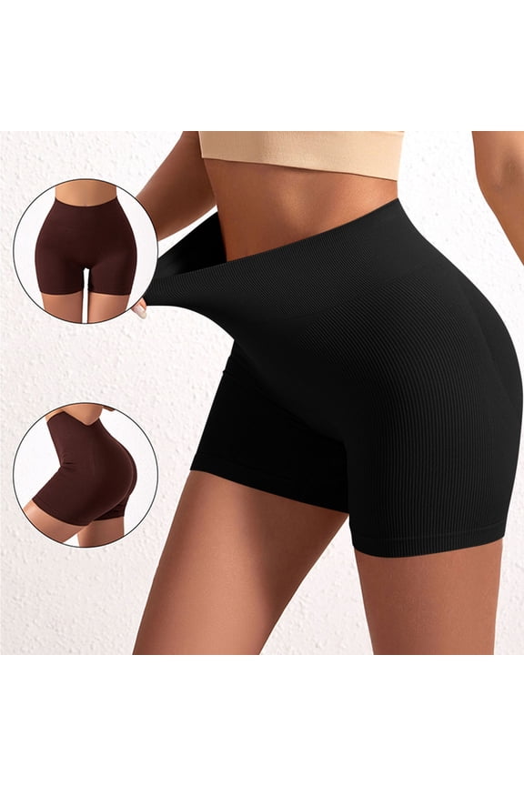Ribbed Biker Shorts for Women High Waisted Slim Fitted Shorts Casual Summer Stretch Workout Running Yoga Shorts