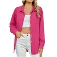 thumbnail image 1 of JnLxul Tops for Women Button down Turndown Collar Shirts Long Sleeve Fall Blouse Casual Basic Shirts, 1 of 8