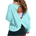 thumbnail image 1 of JnLxul Workout Tops for Women Open Back Long Sleeve Loose Round Neck Casual Athletic Tennis Tops for Gym, 1 of 8