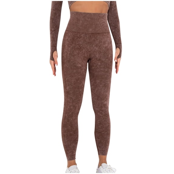 JnLxul Yoga Pants for Women High Waisted Stretchy Slim Fitting Tights Casual Workout Leggings for Gym Running(Large,Coffee)