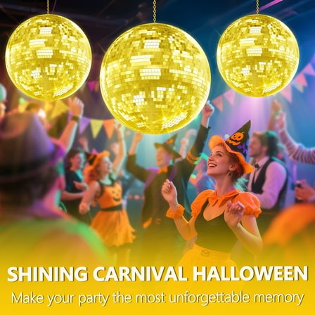 Jnismy 12" Mirror Disco Ball,Light Effect Mirror Ball with Hanging Ring for Dj Club Party Live Stage Wedding Home Decor (Goden)