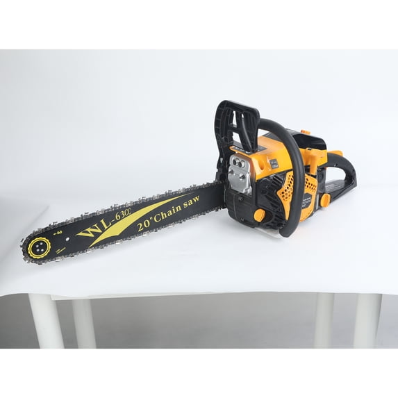 Jnismy 20-Inch 63CC Gas Powered Chainsaw, 2 Stroke Handed Petrol Gasoline Chain Saw with Ergonomic Handle, Small Vibration Cordless Logging Saw Woodworking Tool,Yellow