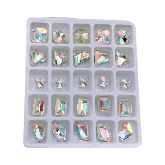 Jnismy 25Pcs Nail Decorations, Creative Love Heart Butterfly Square Faux Crystal, 3D DIY Nail Art Accessories Rhinestones for Phone Decor