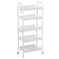 thumbnail image 1 of Jnismy 5 Tier Kitchen Storage Shelves Fruit Vegetable Storage Basket Stackable Metal Mesh Storage Basket Produce Basket Storage Organizer with 360 Degree Wheels,White, 1 of 13
