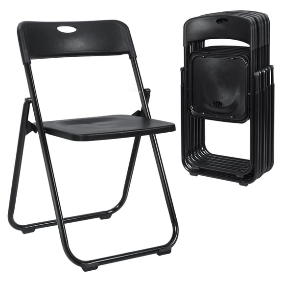 Jnismy 6 Pack Folding Chairs Outdoor Portable Activity Chair Computer Chair,Basics Foldable Plastic Chair,Black
