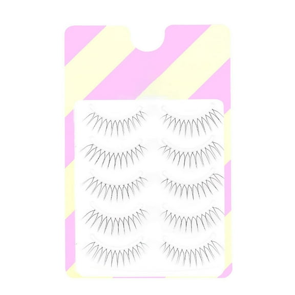 Jnismy 1 Set Artificial Eyelashes 3D Effect Magnify Eyes Transparent Stem Soft Handmade V shaped Extension Eyelashes for Daily Beauty