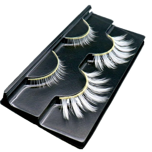 Jnismy Artificial Eyelashes Soft Comfortable to Wear Fiber Anime White False Eyelashes for Masquerade