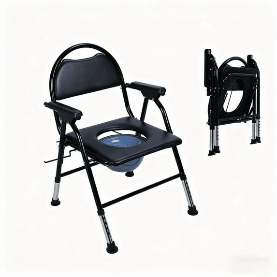 Jnismy Carbon Steel Folding Bedside Commode for Elderly,Support up to 330lbs