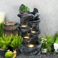 thumbnail image 1 of Jnismy Cascading Rock Water Fountain Outside Patio Water Features Fountain with LED Light,Garden Waterfall Decor,6-Tiers, 1 of 12