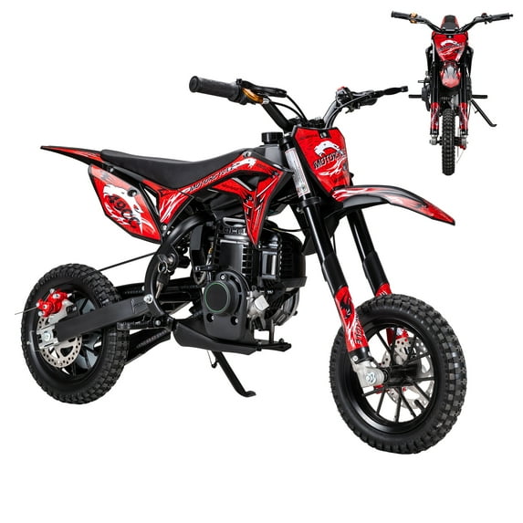 Jnismy Dirt Bike,40cc 4-Stroke Kids Mini Dirt Bike,Gas Powered Motorcycle Pocket Motorbike with Off-Rode Tire, Shock Absorption, Front Rear Disc Brakes,Up to 22mph Max Load 265lbs,Red