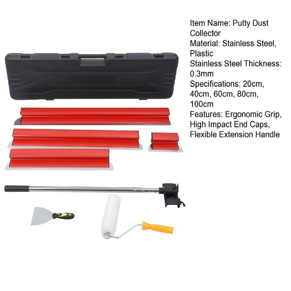 Jnismy Drywall Skimming Blade Set, 5PCS Stainless Steel Construction Knife,Smoothing Drywall Knife,Drywall Finishing Tools,Red (1 Set,8",16",24",32",40")