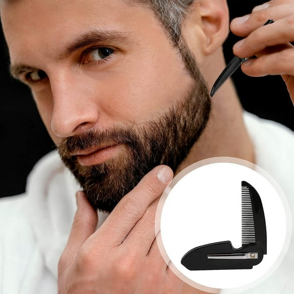Jnismy Folding Mustache Comb Portable Beard Comb Fine Teeth Plastic Pocket Comb Anti-Static Travel Mini Men Mustache Styling Grooming Comb Tool