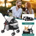 thumbnail image 1 of Jnismy Folding Pet Stroller,4 Wheels Outdoor Travel Dog Cat Cage Stroller Carrier Strolling Cart with Cup Holder, Breathable and Visible Mesh,Grey, 1 of 6