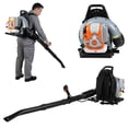 thumbnail image 1 of Jnismy Gas Leaf Blower, 76.5-Cc 4-Cycle Backpack Leaf Blower with 6800rpm Powerful Clearing Performance (Orange), 1 of 12