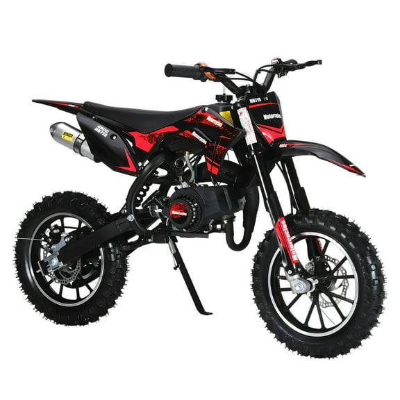 Jnismy Mini Kid Dirt Bike,Up to 25 Mph,Max Load 330 Lbs,49cc 2-Stroke Gas Powered Motorcycle with Off-Rode Tire, Front Rear Disc Brakes, Shock Absorption Pocket Motorbike,Red