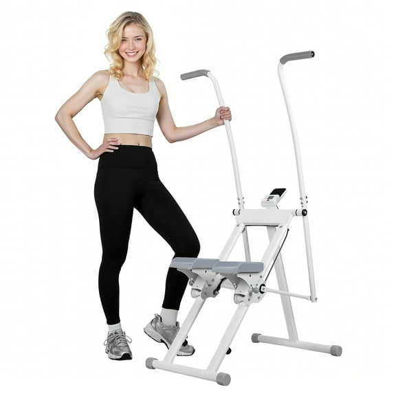 Jnismy Mini Stepper with 265lbs Loading Capacity,Stair Stepper for Exercise with Adjustable Handlebar & Pedals (White)