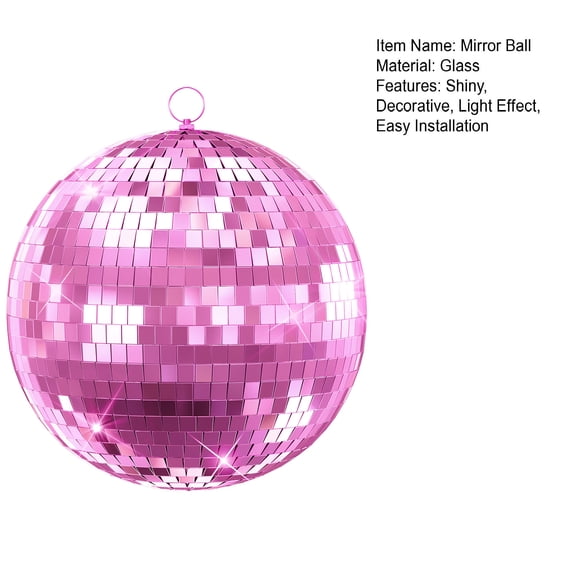 Jnismy Mirror Disco Ball, 20 Inch Mirror Ball with Hanging Ring,Light Effect Mirror Ball for Dj Club Party Live Stage Wedding Home Decor,Pink,1Pc