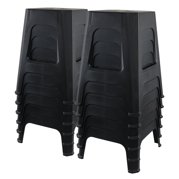 Jnktka 12 Pack Square Plastic Stools, 18.58 Inch High Stools for Classroom, Black