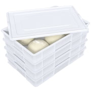 Jnktka 4 Pack Stackable Pizza Dough Proofing Box, Commercial Dough Proofing Tray with Lid, White