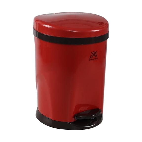 Jnktka 7 Liter/1.8 Gallon Round Foot Pedal Trash Can, Red Plastic Step-On Garbage Bin, 1 Pack