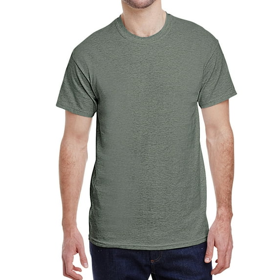 Jnriver Men's Short Sleeve Lightweight Heavy Cotton T-Shirt Regular-Fit Crewneck Tee for Casual Wear Gym Workout Summer Outfit - Heather Military Green - 3XL