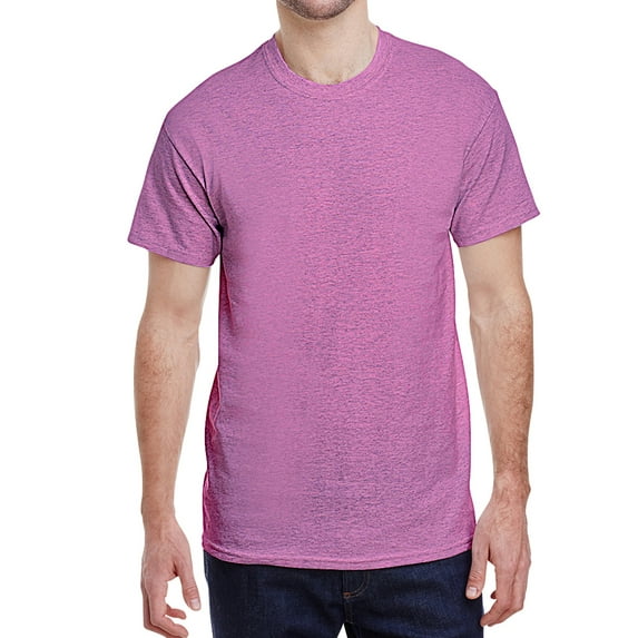 Jnriver Men's Short Sleeve Lightweight Heavy Cotton T-Shirt Regular-Fit Crewneck Tee for Casual Wear Gym Workout Summer Outfit - Heather Radiant Orchid - XL