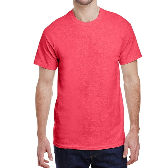 Jnriver Men's Short Sleeve Lightweight Heavy Cotton T-Shirt Regular-Fit Crewneck Tee for Casual Wear Gym Workout Summer Outfit - Heather Red - 2XL
