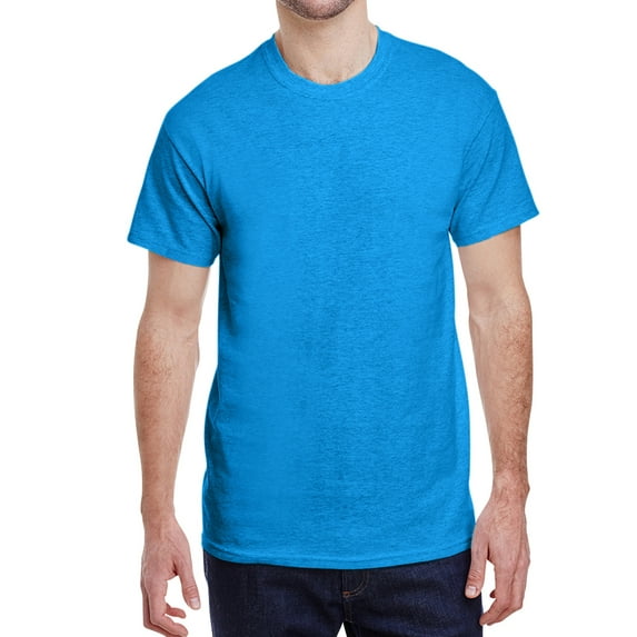 Jnriver Men's Short Sleeve Lightweight Heavy Cotton T-Shirt Regular-Fit Crewneck Tee for Casual Wear Gym Workout Summer Outfit - Heather Sapphire - 3XL