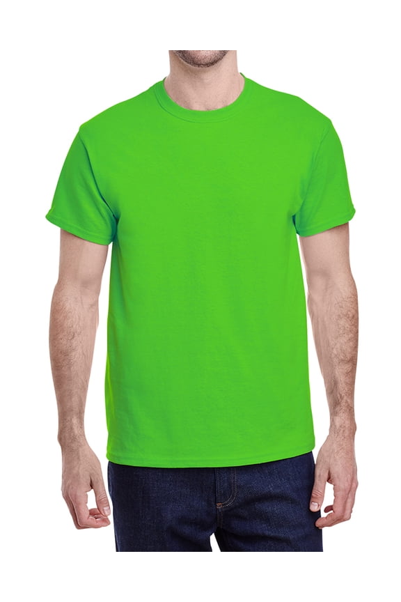 Men's Short Sleeve Lightweight Heavy Cotton T-Shirt Regular-Fit Crewneck Tee for Casual Wear Gym Workout Summer Outfit - Lime - 3XL