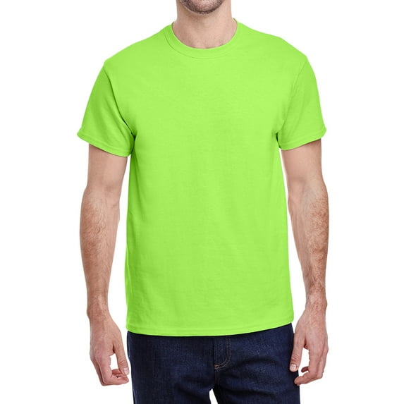 Jnriver Men's Short Sleeve Lightweight Heavy Cotton T-Shirt Regular-Fit Crewneck Tee for Casual Wear Gym Workout Summer Outfit - Neon Green - L