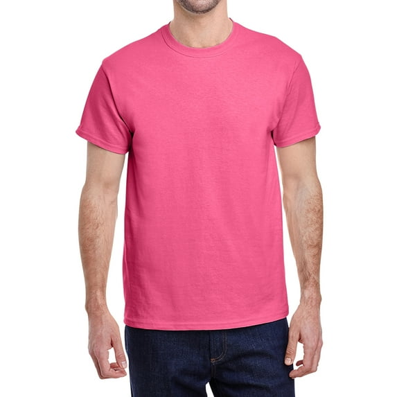 Jnriver Men's Short Sleeve Lightweight Heavy Cotton T-Shirt Regular-Fit Crewneck Tee for Casual Wear Gym Workout Summer Outfit - Safety Pink - 3XL