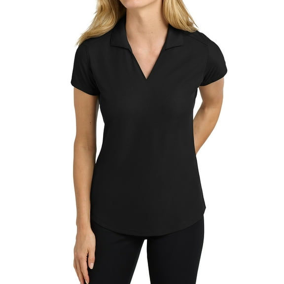 Jnriver Womens V-Neck Racer Mesh Black Polo Shirt Short Sleeve Moisture Wicking Tee Shirts XS