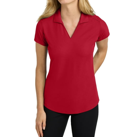 Jnriver Womens V-Neck Racer Mesh Red Polo Shirt Short Sleeve Moisture Wicking Tee Shirts L