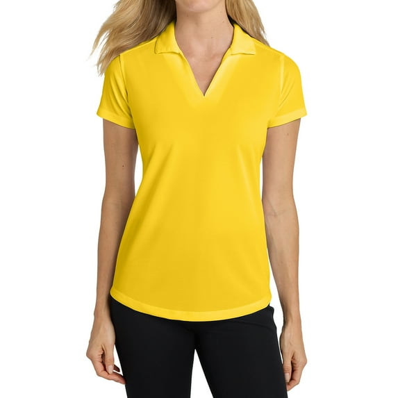 Jnriver Womens V-Neck Racer Mesh Yellow Polo Shirt Short Sleeve Moisture Wicking Tee Shirts M