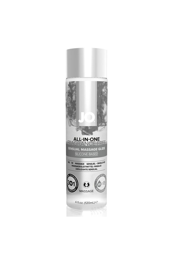 All-in-One Silicone-Based Personal Lubricant, Long-Lasting Lube & Massage Glide Oil, Fragrance-Free, 4 fl oz