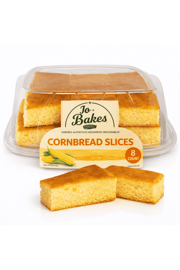 Sweet Cornbread Slices, Fresh Baked, Soft & Moist, Family Size, 8 Count JO BAKES