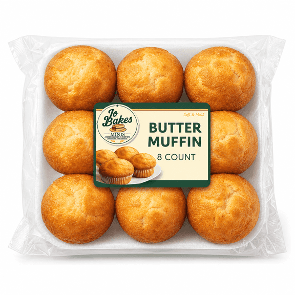 Southern Style Butter Muffins, Fresh-Baked, Soft & Golden, 8 Count JO BAKES