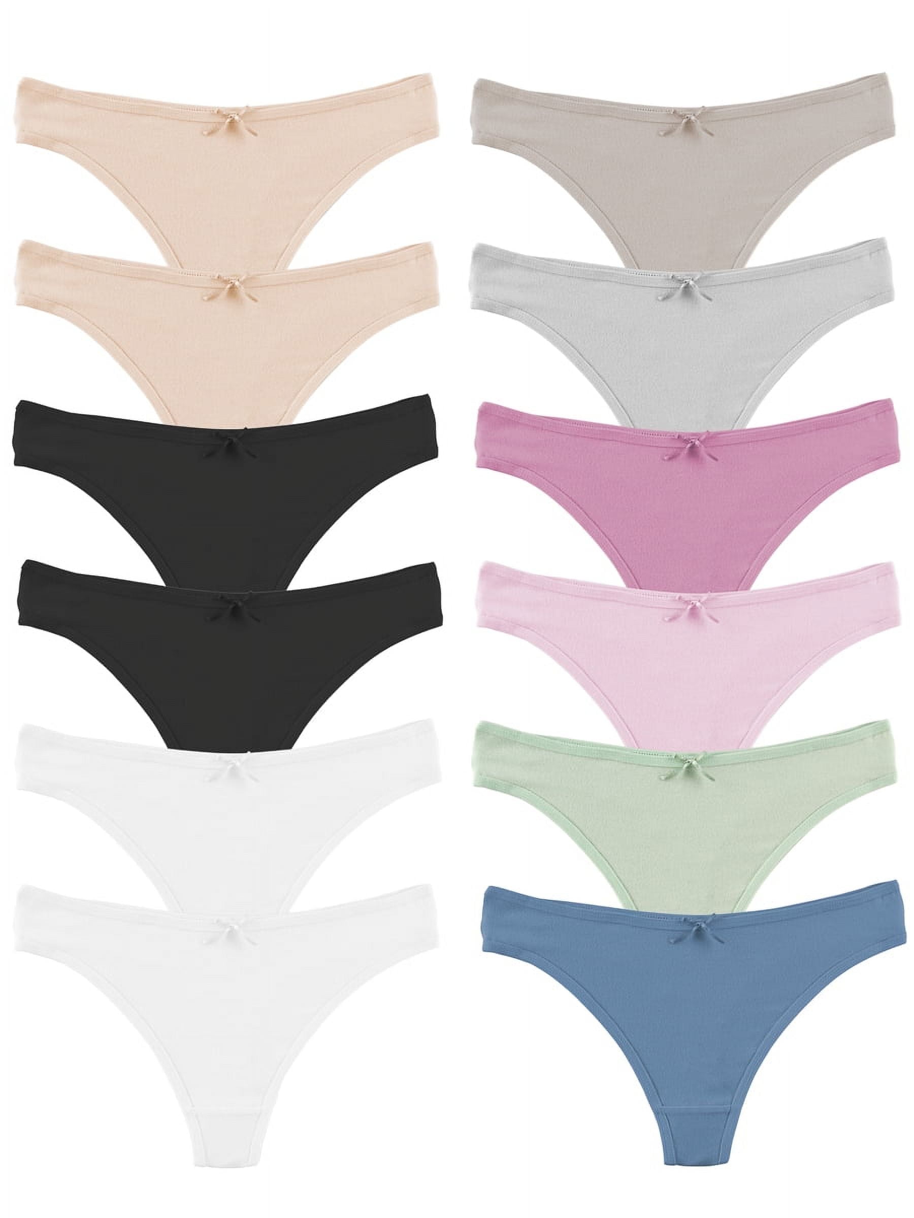 Jo & Bette Women's Cotton Thong Lingerie Panties, 12-Pack