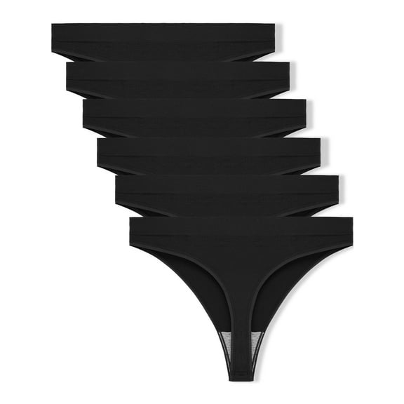 Jo & Bette Women Thong Panties, High-waisted Briefs, Women Cotton Underwear 6 Pack