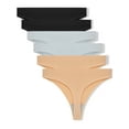 thumbnail image 1 of Jo & Bette Women Thong Panties, High-waisted Briefs, Women Cotton Underwear 6 Pack, 1 of 7