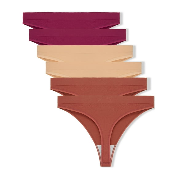 Jo & Bette Women Thong Panties, High-waisted Briefs, Women Cotton Underwear 6 Pack