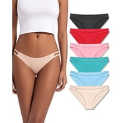 Jo & Bette Womens String Bikini Panties, Cotton Thong Underwear, 6-pack, Soft 44-45 Hips