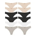 thumbnail image 1 of Jo & Bette Women's Breathable Cotton Thong Lingerie Panties, 12-Pack, Neutrals M, 1 of 7