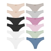 Jo & Bette Women's Cotton Thong Panties, 12-Pack, Pastels